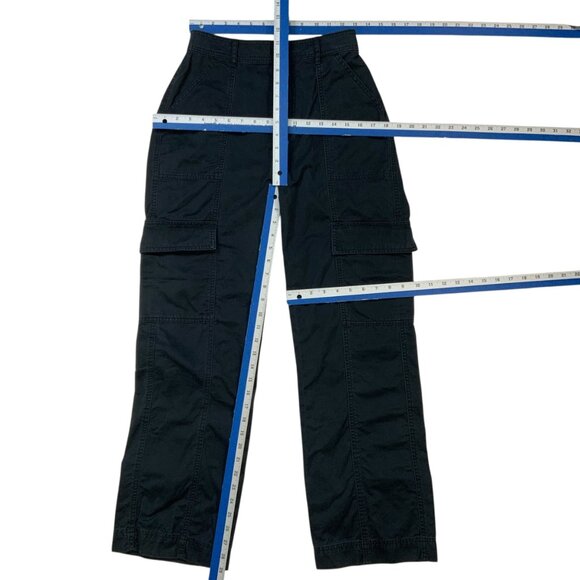 Abercrombie & Fitch Womens Cargo Pant 4 27 Black High Rise Straight Leg Academia - Picture 4 of 12